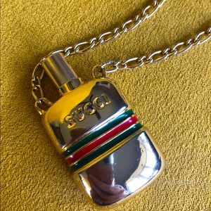 Authentic Gucci 1960’s Vintage Perfume Bottle Gold Plated Pendant Necklace